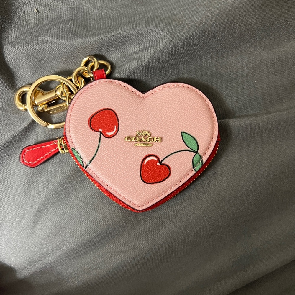 Coach cherry coin purse keychain